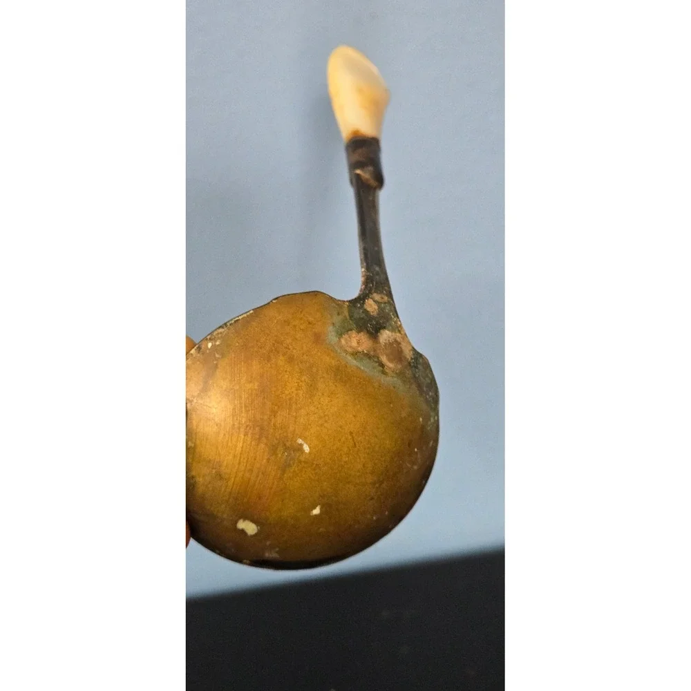 Antique Sterling Silver Mother of Pearl Handle Salt Condiment Spoon Patina 6